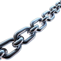 Metallic chain on transparent background symbolizing strength, connectivity, and industrial concepts
