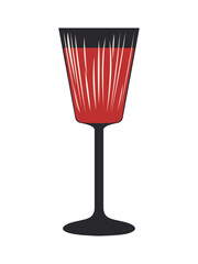 Elegant black glass with red wine isolated on a white background. Vector.