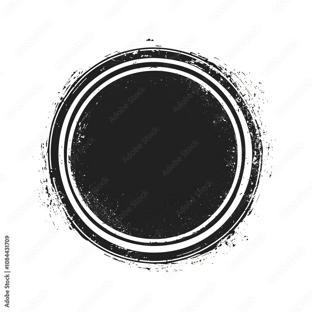 Aufkleber vintage distressed effect grunge black circle with double border isolated on a transparent backgroun