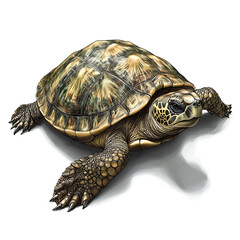 Obraz premium A detailed illustration of a tortoise in a natural pose with realistic textures and colors showcasing its distinct features