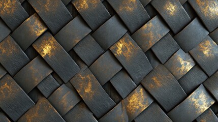 Close-up of black and gold textured woven pattern