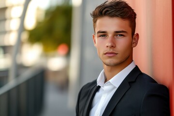 Fototapeta premium Confident Young Man in Stylish Suit Portrait
