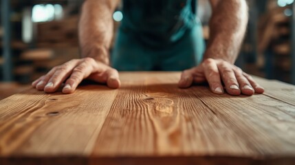 Close-up shot of hands carefully smoothing a wooden surface, highlighting the attention to detail and expertise required for exceptional craftsmanship in carpentry.