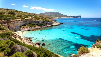 Crystal-Clear Waters of Favignana Island: A Serene Escape for Bathing, Swimming, and Snorkeling in the Aegadian Islands of Sicily, Italy