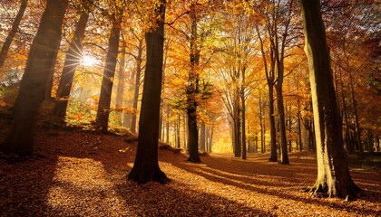 Fototapeta premium autumn forest in the morning