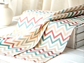 Obraz premium Decorative Fabric Patterns for Wrapping Paper and Banners Featuring Retro Zigzag Waves and Horizontal Lines in Minimalist Style for Modern Home Decor