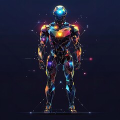 Futuristic digital robot art with colorful geometric patterns picture
