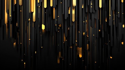 Glitched background with pixel sorting in gold and black, creating a dynamic and abstract pattern