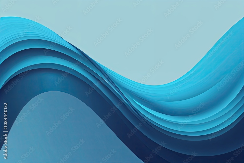 Wall mural wavy light blue abstract background design with gradient effect
