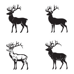 Deer set vector silhouette isolated on a white background