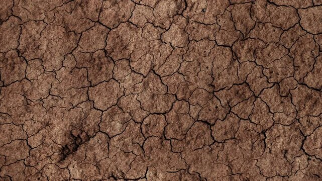 Top view of dry cracked soil during drought background, 4k