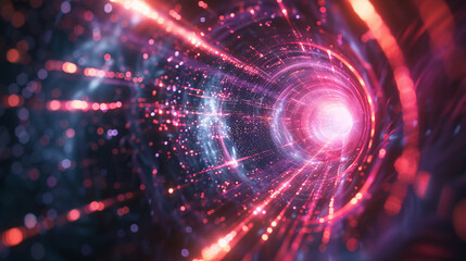 Obraz premium Horizontal radial universe tunnel with a cosmic music theme, ideal for a dynamic and futuristic background