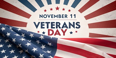 Veterans Day poster with American flag, 11th November