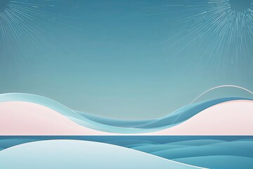 Abstract Pastel Blue Horizon Design with Soft Curves and Radiant Atmosphere