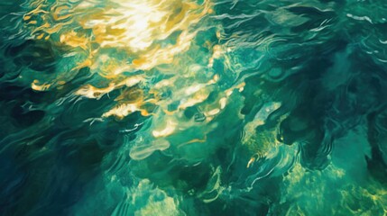 Fototapeta premium Beneath the Ocean’s Surface with Sunlight Rays