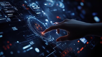 Hand touching modern interface digital transformation and metaverse concept. connection next generation technology and new era of innovation.