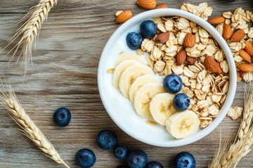 Fototapeta premium Wholesome Muesli with Almonds and Fruit