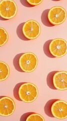 Bright Minimalistic Flat Lay Composition With Halved Oranges