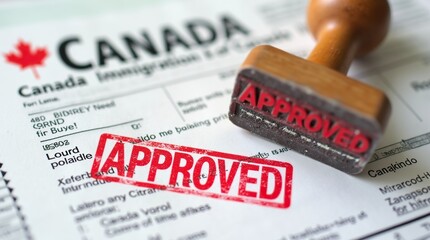 Close-Up of Canadian Immigration Document With Approved Stamp