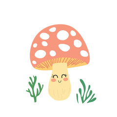 Smiling Coral Mushroom with Green Plants 