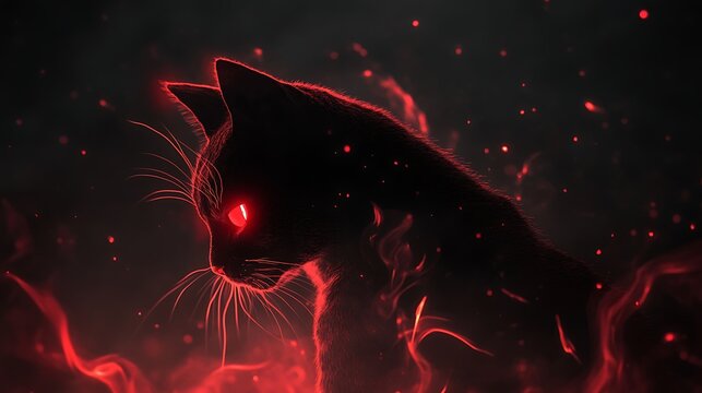 Black cat in dark frame.