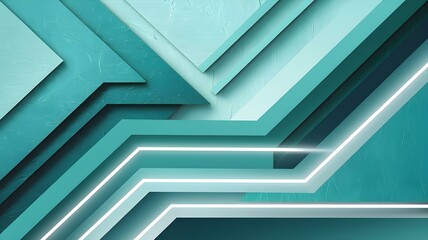 Naklejka premium Dynamic Geometric Abstract Composition: A Modern Display of Layers and Shadows in Soft Turquoise Shades, Ideal for Creative Design and Backgrounds