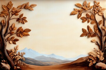 Watercolor painting of an ancient battlefield with subtle, muted colors and foggy background