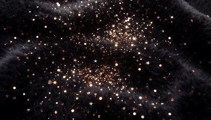 Obraz premium Soft black velvet with golden sparkle accents background banner copy space