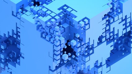 abstract isometric cubes bacground 3d illustration Can be used to represent futuristic geometry, conceptual composition and perspective.