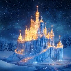 Obraz premium Magic castle in the night