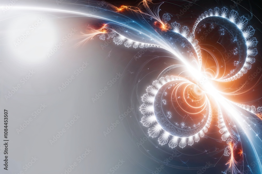 Poster futuristic abstract light background with fractal patterns and negative space