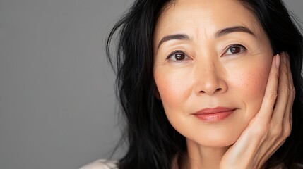 Naklejka premium Portrait of a senior woman with problem skin