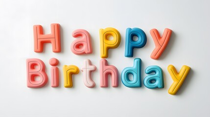 Naklejka premium Happy Birthday Colorful Phrase, Pink and Blue, Art Design, Abstract Image, Texture, Pattern Background, Wallpaper, Cover and Screen of Smartphone, PC, Laptop, 9:16 and 16:9 Format