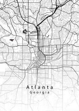 Atlanta Georgia City Map &ndash; Detailed Street Map of Atlanta for Georgia Tourism, City Planning, and USA Design Projects