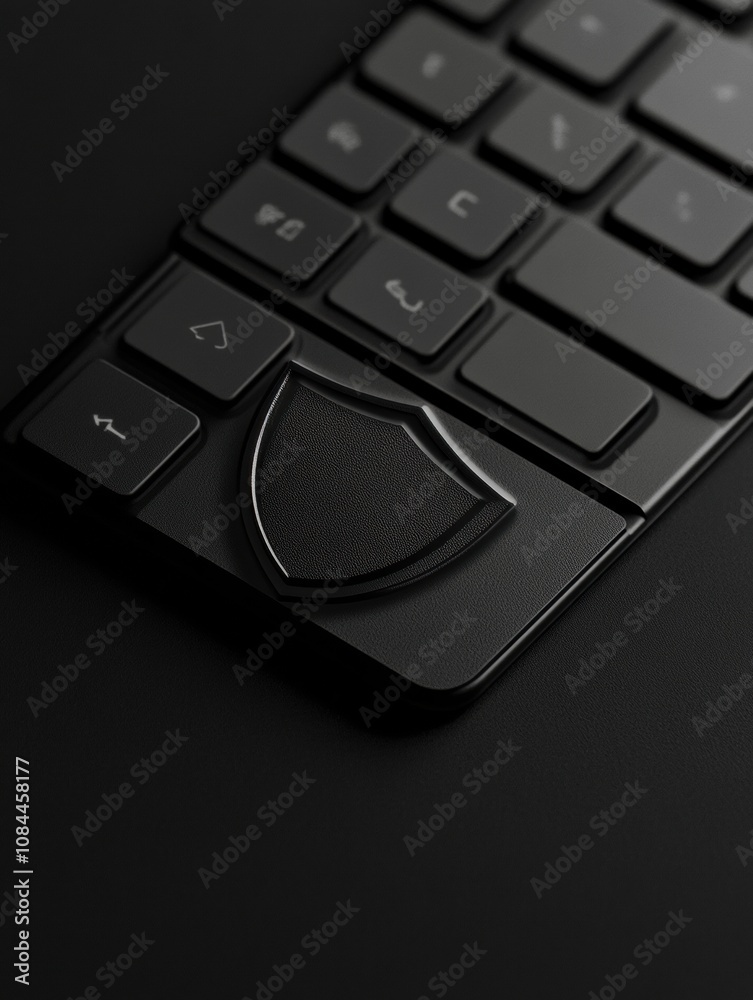 Poster The keyboard displays a prominent shield icon, highlighting the importance of cybersecurity in today's digital landscape. Generative AI