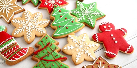 Festive Christmas Cookies and Gingerbread on a Clear Background Perfect for Holiday Invitations and New Year Celebrations with Space for Personalized Messages