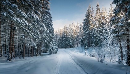 Obraz premium winter road in the forest