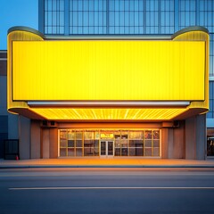 Naklejka premium Billboard in front of cinema, entertainment concept.