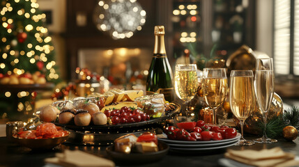 Fototapeta premium New Years Eve buffet table