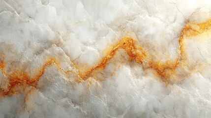 A close-up view of a textured stone surface with a striking orange vein.