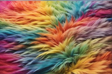 Obraz premium Rainbow Fur Texture, Rainbow Fur Texture Background, Colorful Fur Texture, Fluffy Fur Texture, Fluffy Fur Background, AI Generative