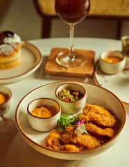 fried fish n chips on a table