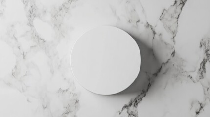 White Circle on Marble: Minimalist Product Display