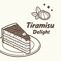 Chocolate Cake Slice with Cherry, Gourmet Dessert, Layered Pastry, Rich Chocolate Drizzle, Sweet Treat Illustration, Perfect for Menus, Branding, Packaging, Digital Art, and Creative Projects