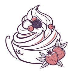 Strawberry Cake with Cherry, Chocolate Pastry, Vector Dessert Illustration, Layered Cake with Frosting, Sweet Bakery Treat, Perfect for Menus, Branding, Packaging, Digital Art, and Creative Projects