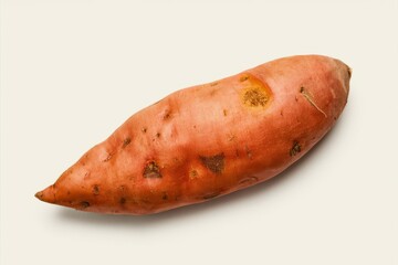 Sweet Potato Perfection: A close-up studio shot of a vibrant sweet potato, showcasing its rich orange skin and natural textures, a symbol of health and wholesome eating.