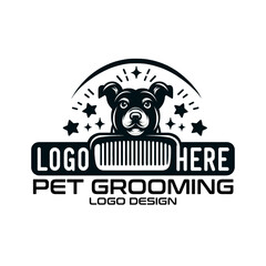 Pet Grooming Vector Logo Design