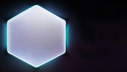 hexagon glowing neon sign on a wall space for text input
