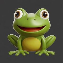 Fototapeta premium a Whimsical 3D style Illustration of a Happy Smiling Frog 