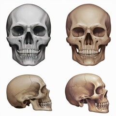 Fototapeta premium Human Skull Anatomy: Four Views 